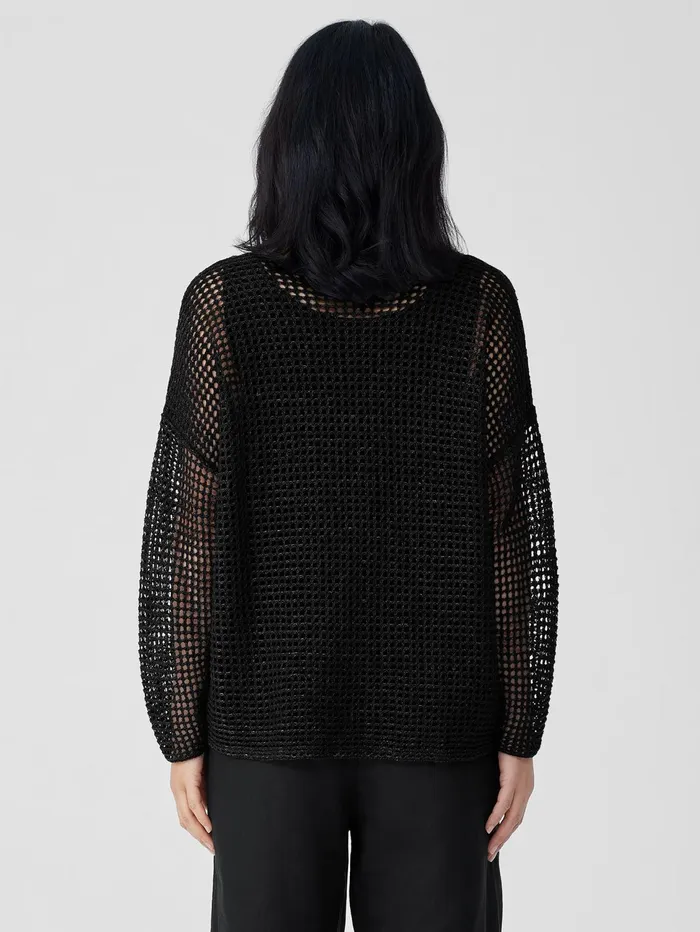 Women Eileen Fisher Sweaters and Cardigans Organic Linen DlavRound Neck Top Black