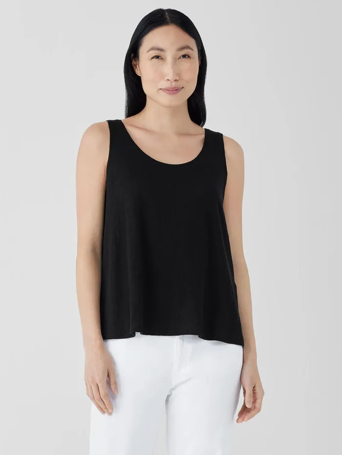 Women Eileen Fisher Tanks and Camis Organic Linen Jersey Tank Black