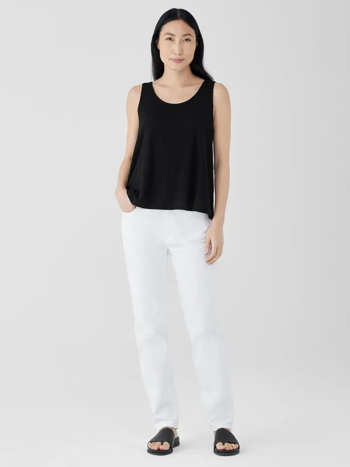 Women Eileen Fisher Tanks and Camis Organic Linen Jersey Tank Black