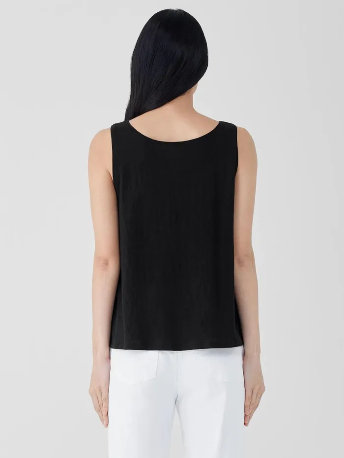 Women Eileen Fisher Tanks and Camis Organic Linen Jersey Tank Black