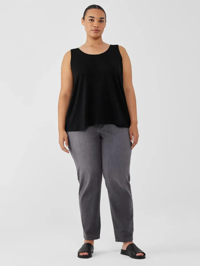 Women Eileen Fisher Tanks and Camis Organic Linen Jersey Tank Black