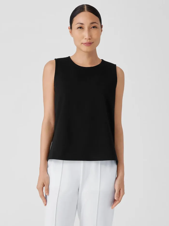 Women Eileen Fisher Tanks and Camis Washable Flex Ponte Round Neck Tank Black Women Eileen Fisher Tanks and Camis Washable Flex Ponte Round Neck Tank Black