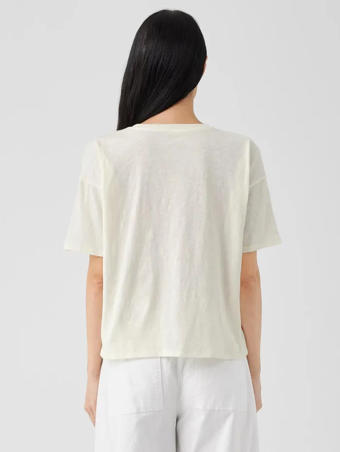 Women Eileen Fisher Tops and Tees Organic Cotton Hazy Slub Tee Softwhite