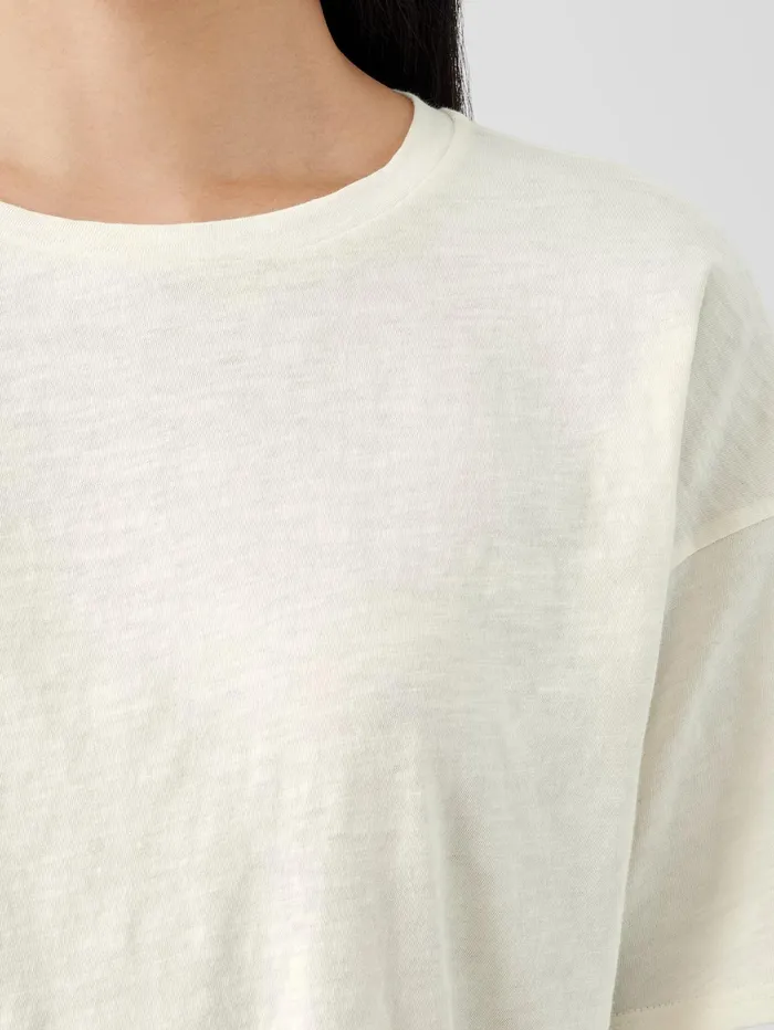 Women Eileen Fisher Tops and Tees Organic Cotton Hazy Slub Tee Softwhite