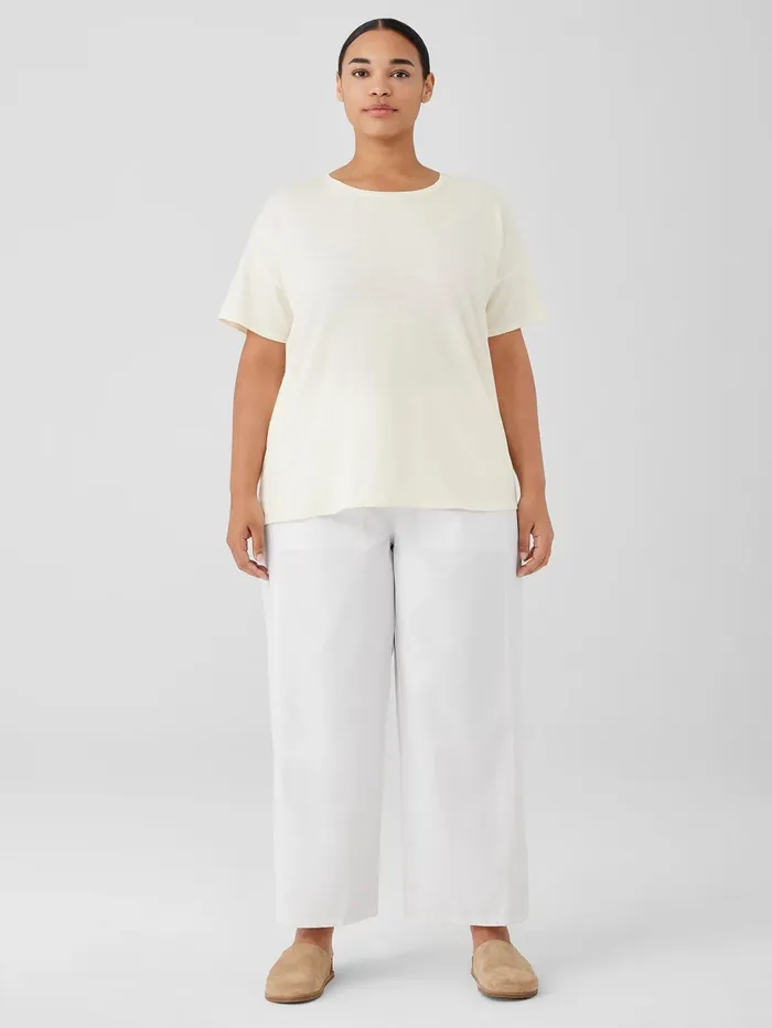 Women Eileen Fisher Tops and Tees Organic Cotton Hazy Slub Tee Softwhite