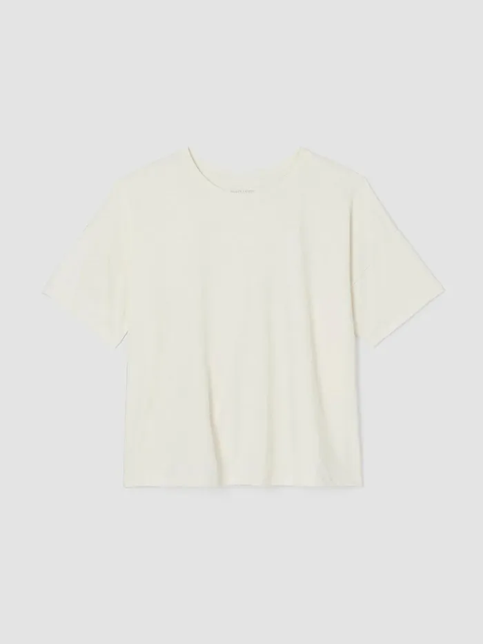 Women Eileen Fisher Tops and Tees Organic Cotton Hazy Slub Tee Softwhite