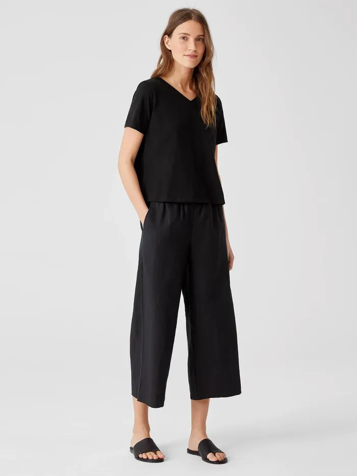 Women Eileen Fisher Tops and Tees Organic Cotton Slub VNeck Tee Black