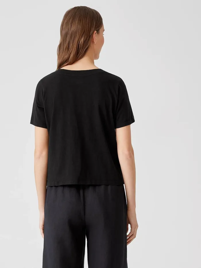Women Eileen Fisher Tops and Tees Organic Cotton Slub VNeck Tee Black