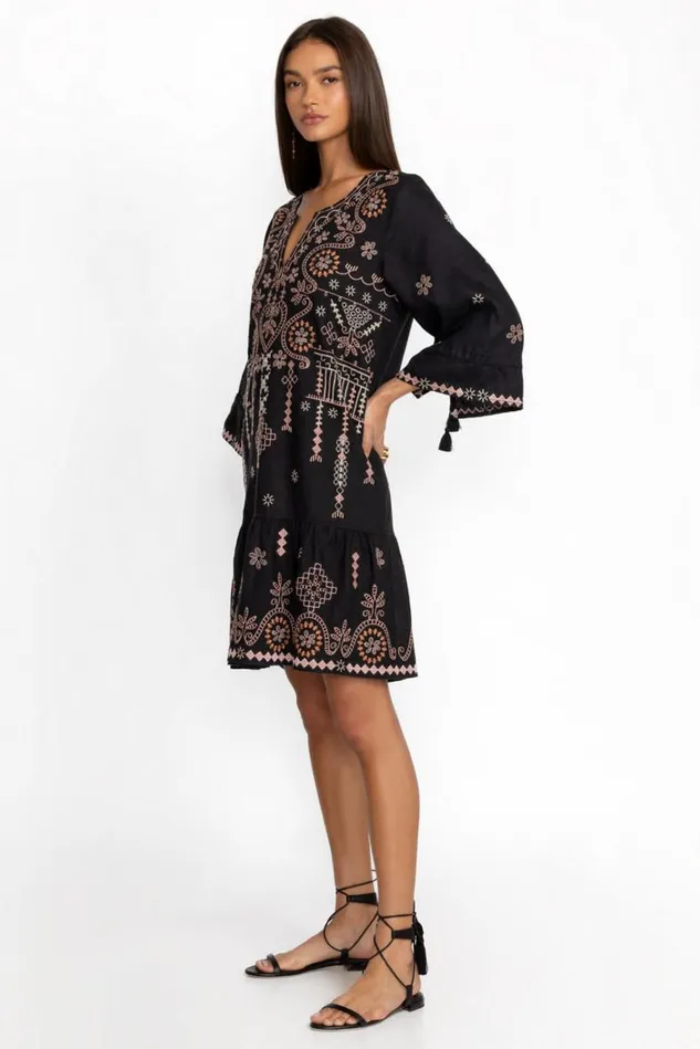 Women FAYE KIMONO SLEEVE FLOUNCE DRESS Black Johnny Was Dresses Women FAYE KIMONO SLEEVE FLOUNCE DRESS Black Johnny Was Dresses
