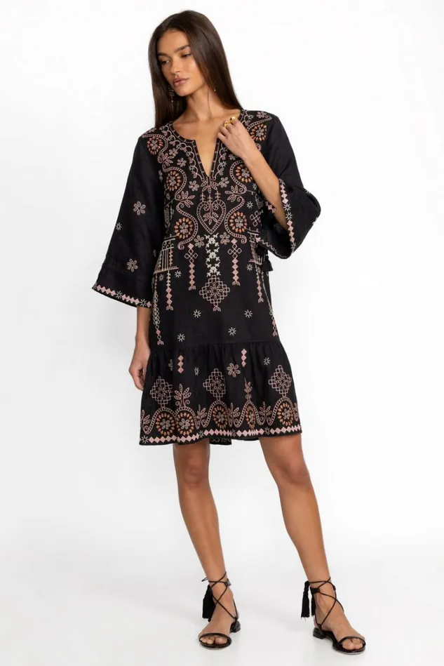 Women FAYE KIMONO SLEEVE FLOUNCE DRESS Black Johnny Was Dresses Women FAYE KIMONO SLEEVE FLOUNCE DRESS Black Johnny Was Dresses