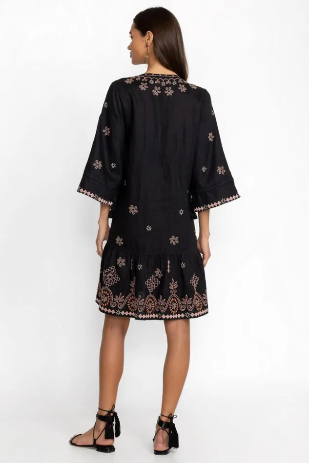 Women FAYE KIMONO SLEEVE FLOUNCE DRESS Black Johnny Was Dresses Women FAYE KIMONO SLEEVE FLOUNCE DRESS Black Johnny Was Dresses