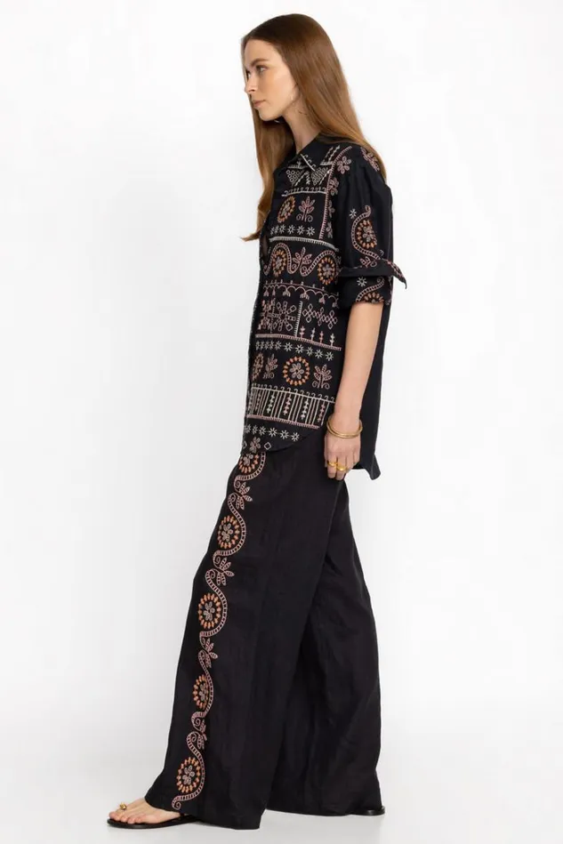 Women FAYE SEAMED WIDE LEG PANT Black Johnny Was Bottoms Women FAYE SEAMED WIDE LEG PANT Black Johnny Was Bottoms