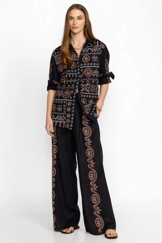 Women FAYE SEAMED WIDE LEG PANT Black Johnny Was Bottoms Women FAYE SEAMED WIDE LEG PANT Black Johnny Was Bottoms