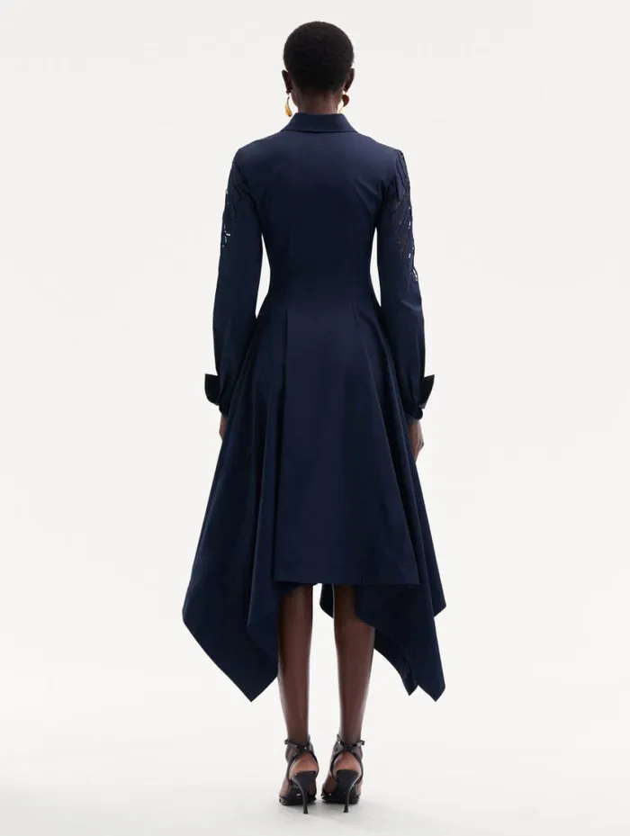 Women Fern Cutout Cotton Twill Dress Navy Oscar De La Renta Dresses Women Fern Cutout Cotton Twill Dress Navy Oscar De La Renta Dresses
