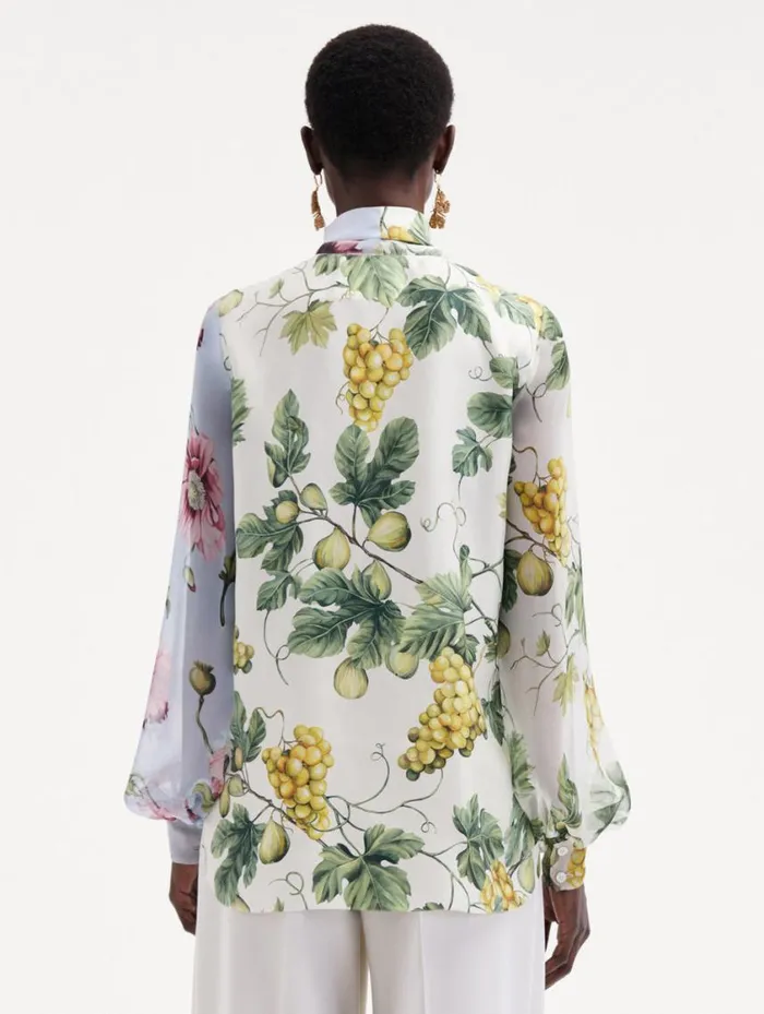 Women Fig and Grapes Silk Chiffon Blouse Multi Oscar De La Renta Blouses and Knits Women Fig and Grapes Silk Chiffon Blouse Multi Oscar De La Renta Blouses and Knits