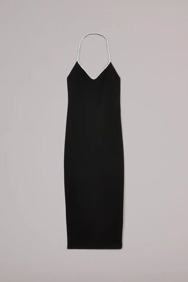 Women Fiorucci Dresses Embellished Neckline Midi Dress Black Women Fiorucci Dresses Embellished Neckline Midi Dress Black