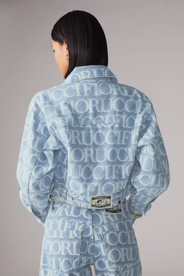 Women Fiorucci Jeans and Denim Laser Monogram Denim Jacket Blue Women Fiorucci Jeans and Denim Laser Monogram Denim Jacket Blue