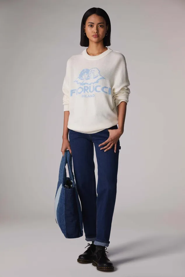 Women Fiorucci Knitwear Milano Angels Knit Jumper White