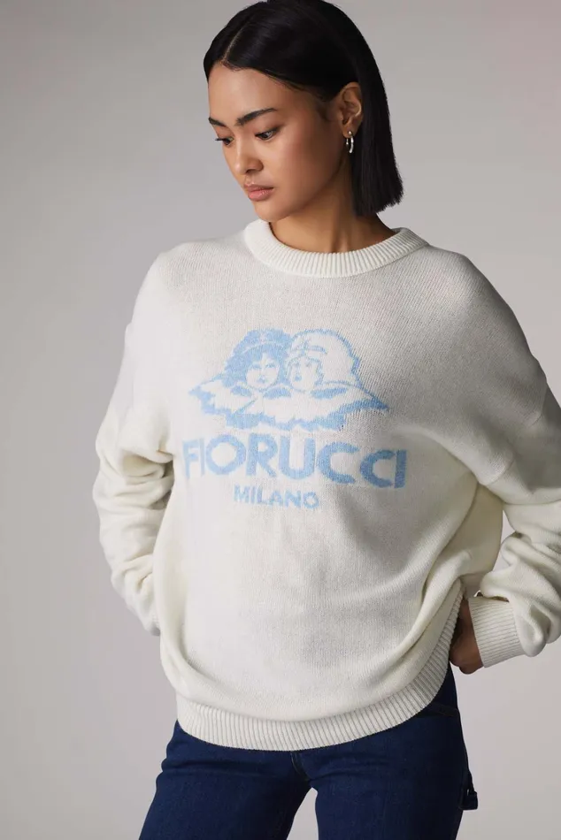 Women Fiorucci Knitwear Milano Angels Knit Jumper White Women Fiorucci Knitwear Milano Angels Knit Jumper White