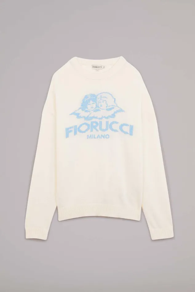Women Fiorucci Knitwear Milano Angels Knit Jumper White Women Fiorucci Knitwear Milano Angels Knit Jumper White