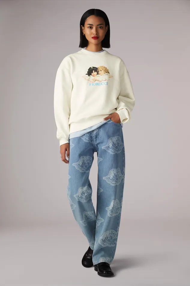 Women Fiorucci Sweatshirts and Hoodies Angels Sweatshirt White