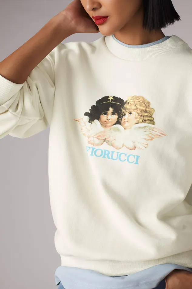 Women Fiorucci Sweatshirts and Hoodies Angels Sweatshirt White