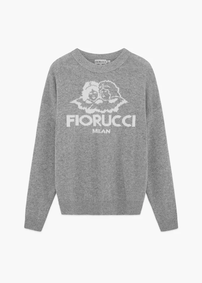 Women Fiorucci Sweatshirts and Hoodies Milan Angels Knit Jumper Grey Women Fiorucci Sweatshirts and Hoodies Milan Angels Knit Jumper Grey