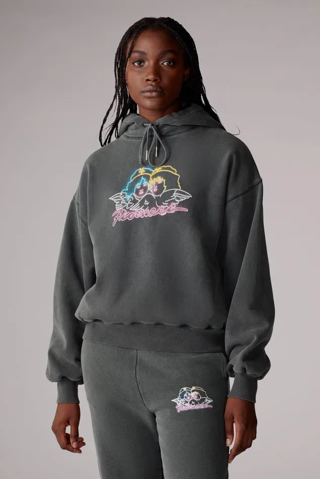 Women Fiorucci Sweatshirts and Hoodies Neon Angels Hoodie Black Women Fiorucci Sweatshirts and Hoodies Neon Angels Hoodie Black