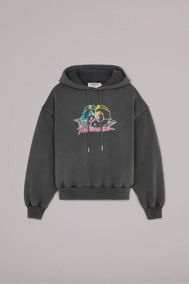 Women Fiorucci Sweatshirts and Hoodies Neon Angels Hoodie Black Women Fiorucci Sweatshirts and Hoodies Neon Angels Hoodie Black
