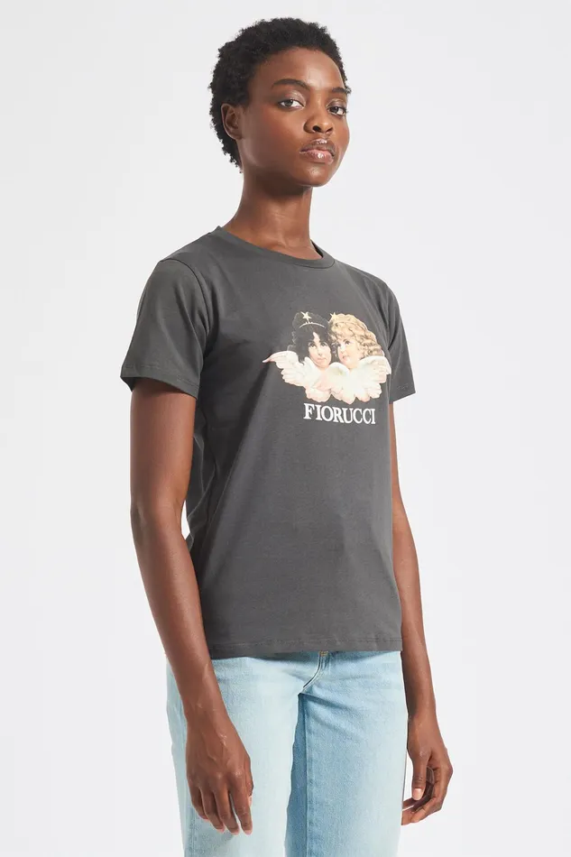Women Fiorucci TShirts and Tops Angels TShirt Dark Grey Women Fiorucci TShirts and Tops Angels TShirt Dark Grey