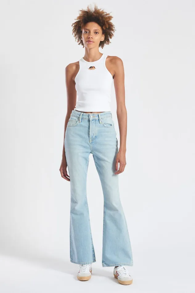 Women Fiorucci TShirts and Tops Icon Angels Ribbed Vest White Women Fiorucci TShirts and Tops Icon Angels Ribbed Vest White