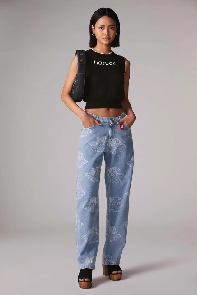 Women Fiorucci TShirts and Tops Logo Crop Knit Vest Black