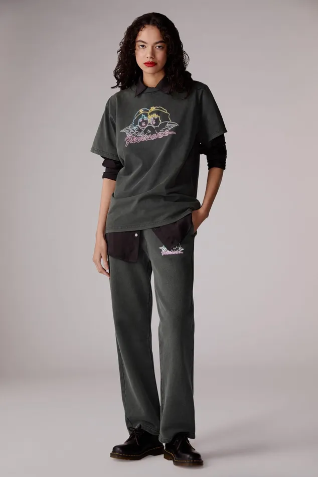 Women Fiorucci TShirts and Tops Neon Angels TShirt Black Women Fiorucci TShirts and Tops Neon Angels TShirt Black