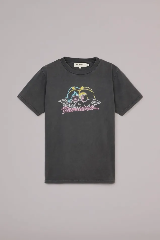 Women Fiorucci TShirts and Tops Neon Angels TShirt Black Women Fiorucci TShirts and Tops Neon Angels TShirt Black