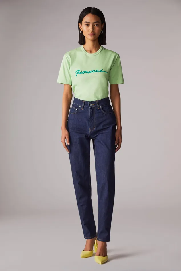 Women Fiorucci TShirts and Tops Squiggle Logo TShirt Green