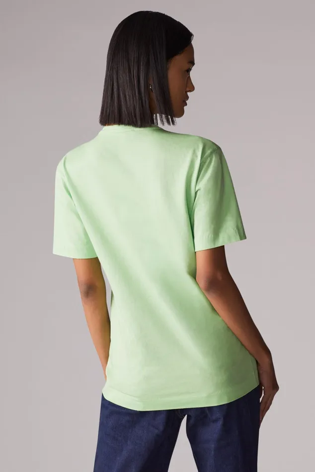 Women Fiorucci TShirts and Tops Squiggle Logo TShirt Green Women Fiorucci TShirts and Tops Squiggle Logo TShirt Green