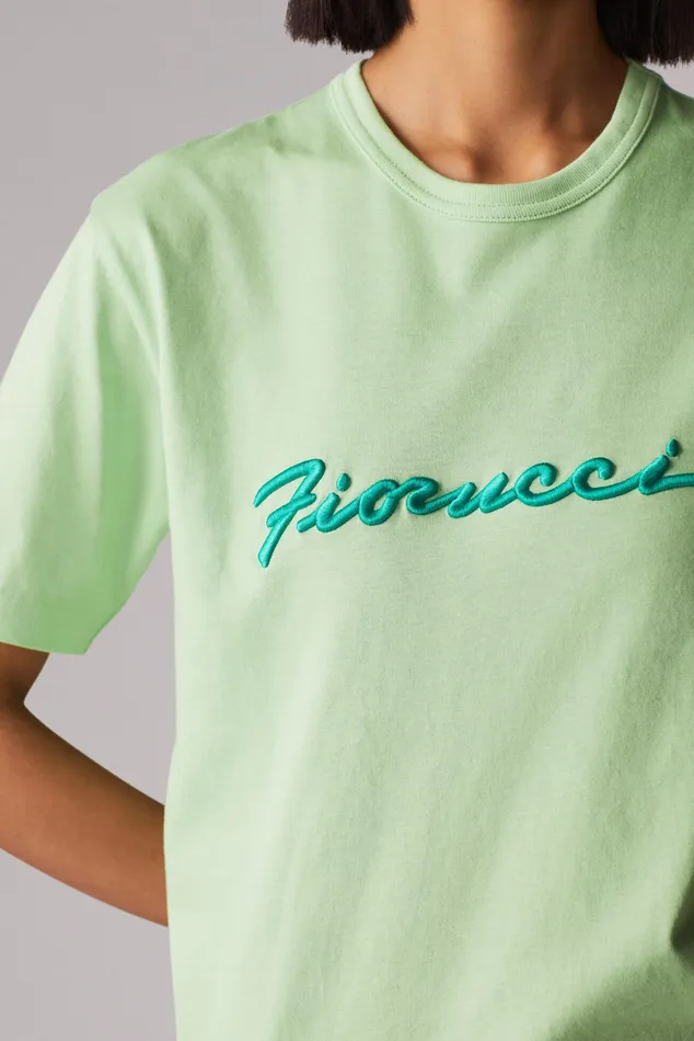 Women Fiorucci TShirts and Tops Squiggle Logo TShirt Green Women Fiorucci TShirts and Tops Squiggle Logo TShirt Green