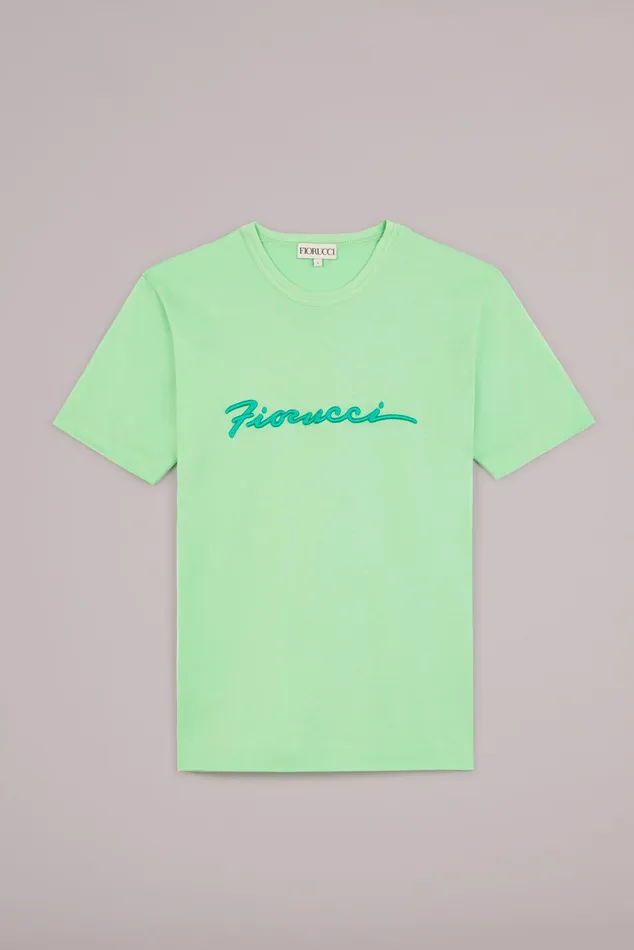 Women Fiorucci TShirts and Tops Squiggle Logo TShirt Green Women Fiorucci TShirts and Tops Squiggle Logo TShirt Green