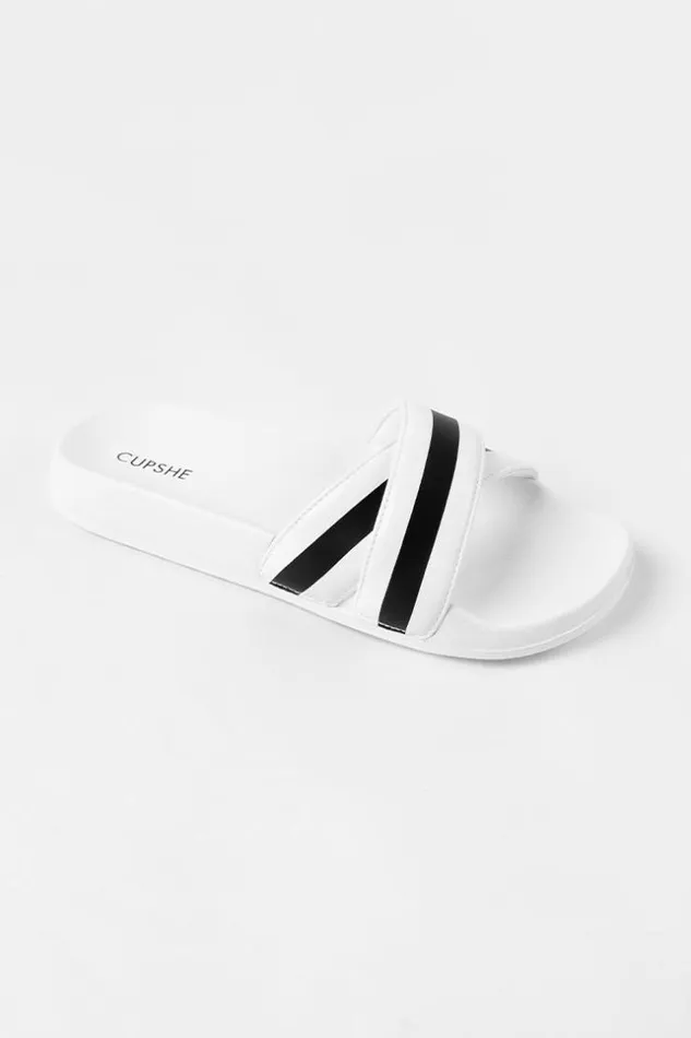 Women Flip Flops Cupshe Baker Beach Black White Stripe Flip Flops White
