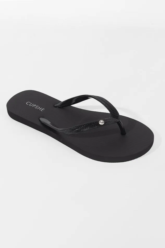 Women Flip Flops Cupshe Beckett Rhinestone Flip Flops Black