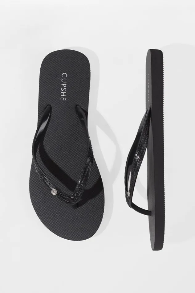 Women Flip Flops Cupshe Beckett Rhinestone Flip Flops Black