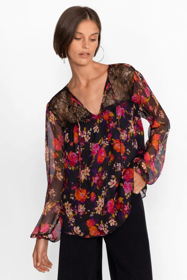 Women Flora Silk Blouse Flora Johnny Was Tops Women Flora Silk Blouse Flora Johnny Was Tops