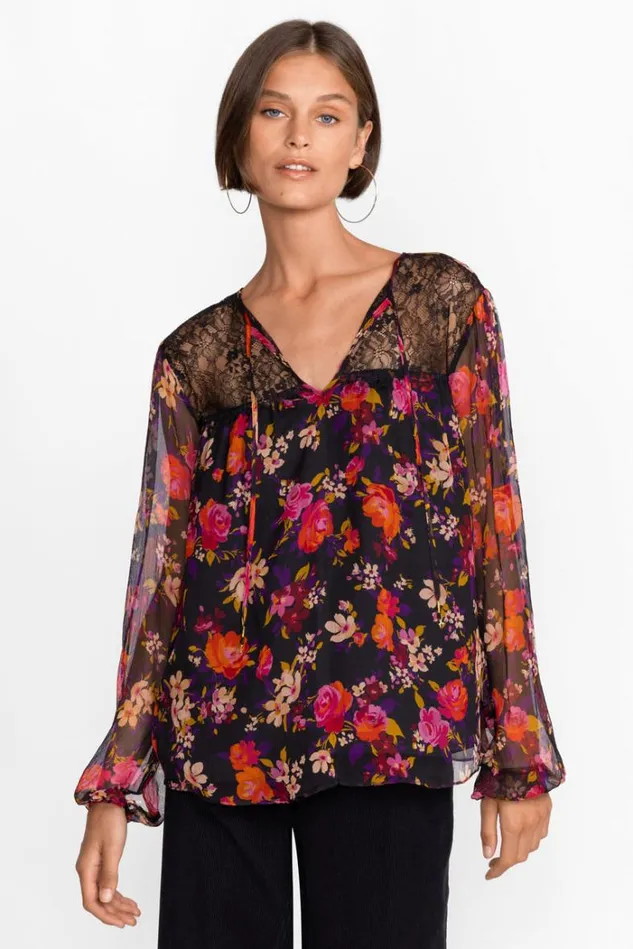 Women Flora Silk Blouse Flora Johnny Was Tops Women Flora Silk Blouse Flora Johnny Was Tops