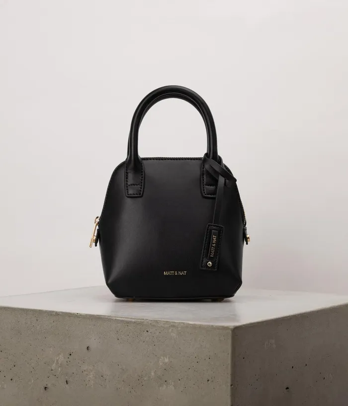 Women Gessi Mini Vegan Satchel 8211 Appleskin Black Matt and Nat Satchels