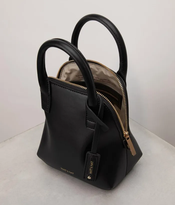 Women Gessi Mini Vegan Satchel 8211 Appleskin Black Matt and Nat Satchels