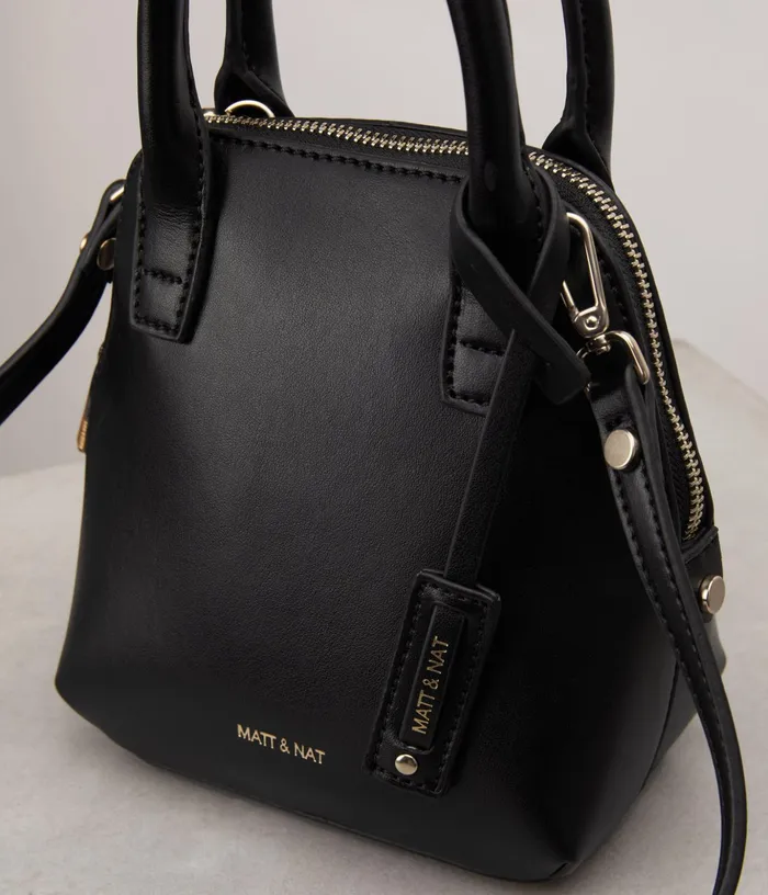 Women Gessi Mini Vegan Satchel 8211 Appleskin Black Matt and Nat Satchels