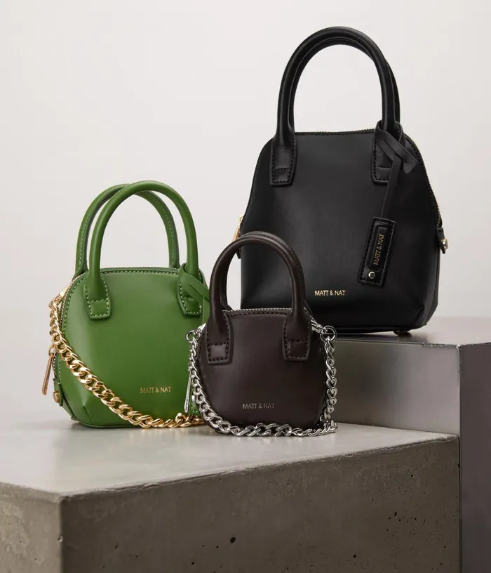 Women Gessi Mini Vegan Satchel 8211 Appleskin Black Matt and Nat Satchels