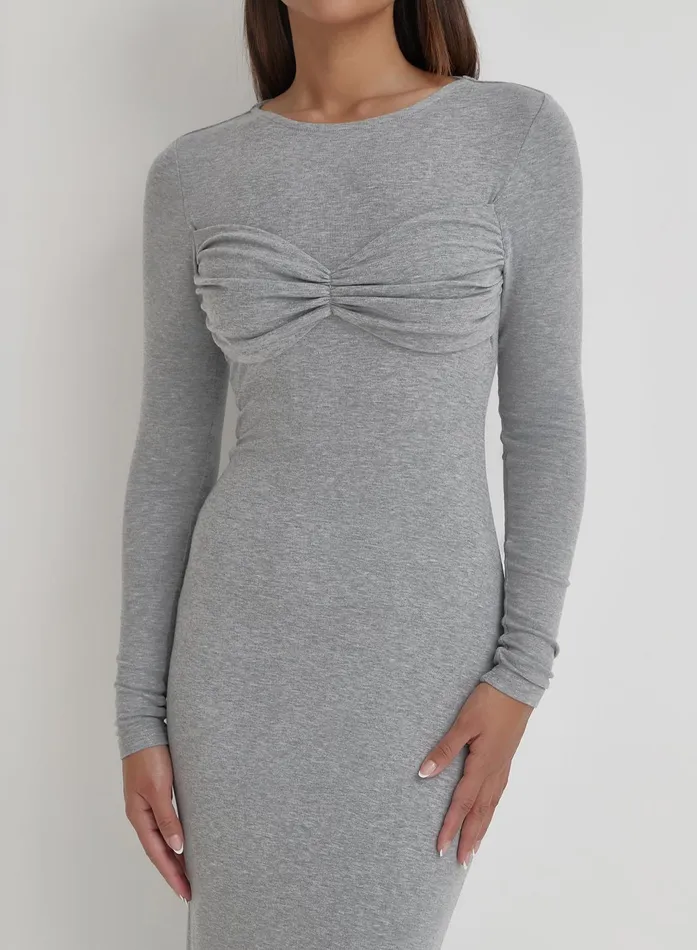 Women Grey Bust Detail Maxi Dress Zofia 4th and Reckless Dresses
