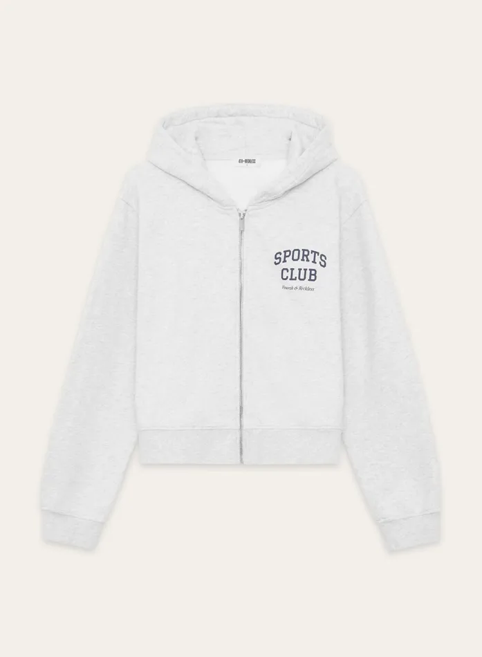 Women Grey Sports Club Slogan Zip Hoodie Sara 4th and Reckless Hoodies and Sweatshirts