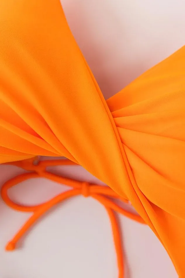 Women Halter and Lace Up Swimsuits Cupshe Orange Floral Laceup Halter One Piece Swimsuit Orange